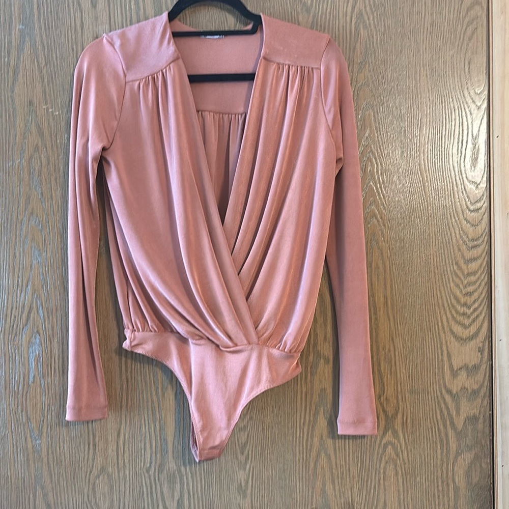 Free People Rust Long Sleeve Bodysuit Size S